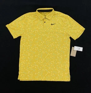 NEW Nike Dri-Fit Tour Floral Golf Polo Shirt Sample Yellow Mens Sz M DX6089-709 - Picture 1 of 10