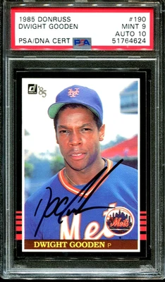 PSA 9 Auto 10 Dwight Gooden 1985 Donruss Rookie Card #190 Signed DNA Autograph - Image 1 of 2