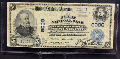 Jan 7, 1908 Lg National Bank Note  Size $5 Blue Seal, Plain Back VG (B237) - Image 1 of 2