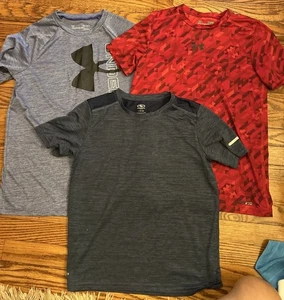 #15 Lot Of 3 Boys Dry Fit Under Armour/ Athletic Shirts Size YLarge - Picture 1 of 8