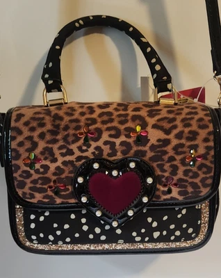 Nuevo Bolso Betsey Johnson Asa Superior Correa Cruzada Estampado Leopardo Años 90 Estilo Y2K Foto 1 de 4