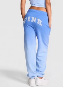 NWT Victoria’s Secret Sweatpants Blue Dip Dye BUTT LOGO Soft Pink M New - Picture 1 of 2