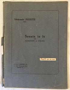 ILDEBRANDO PIZZETTI SONATA IN LA PIANOFORTE VIOLINO CHESTER 1920 VIOLIN PIANO - Imagen 1 de 2