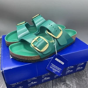 Birkenstock Arizona Big Buckle High Shine Sandals Digital Green • 39/US 8 - Picture 1 of 7