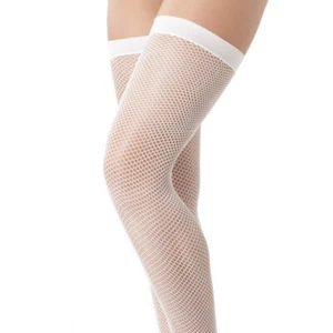Calze a rete bianche sexy coscia alta nylon semi trasparente calze moda invernale - Foto 1 di 1