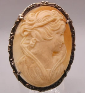Anhänger Charm Silber 800 seltene alte Gemmenbrosche Kamme mit Muschel - Bild 1 von 3