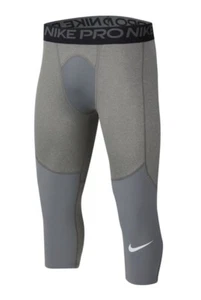 Nike Boys Pro 3/4 Length Tights Dri-FIT Color Carbon Heather Medium, XL New - Picture 1 of 3