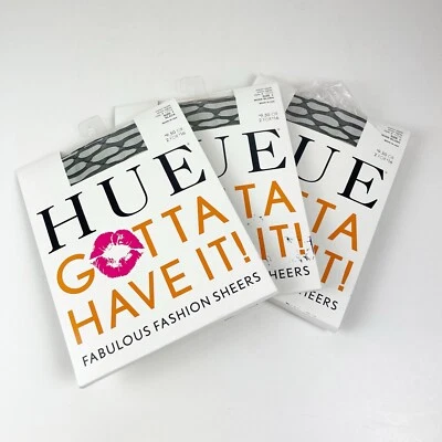 Meia-calça transparente HUE 3 pares tamanho 1 ondulações oceânicas blush preto e nude novo com etiquetas - Imagem 1 de 4