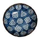 Japanese Monyou Porcelain Bowl Blue White Geometric Metallic Scalloped Edge