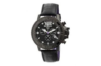 NEW Breed BRD4704 Men's Von Glarus Black Leather Chrono Dial Watch royal swiss - image 1 of 3