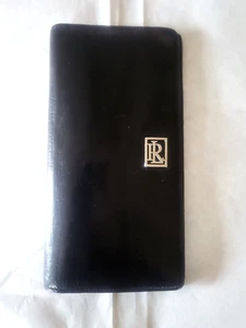 Vintage Ralph Lauren Black Leather Wallet Credit Card Clutch Silver Logo - Picture 1 of 7