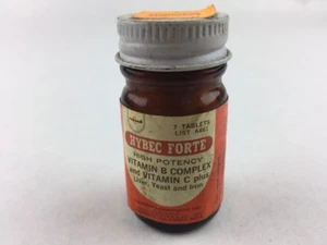 Vintage Pharmacy Hybec Forte Tablets Medicine Bottle 2.25" AmLab Vitamin - Picture 1 of 1