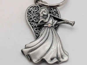 Angel Blowing Trumpet Winged Metalic J Jonette Keychain - Picture 1 of 5