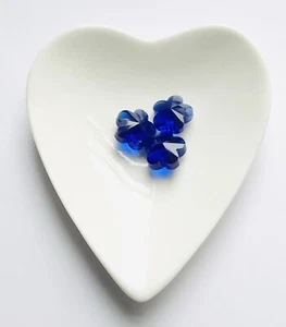 Stunning Cobalt Blue Italian Crystal Faceted Flower Bead 3 Beads Treasure - Picture 1 of 1
