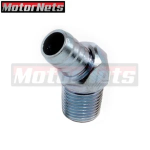 45° Zinc Steel Fitting 5/8" Hose To 1/2" NPT Intake Manifold Fitting Heater SBC - Foto 1 di 2