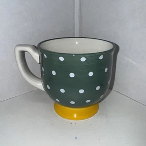 Pioneer Tazza Caffè Donna Verde con Pois Bianchi Piedistallo Giallo - Foto 1 di 3