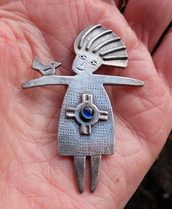 Vintage Mimi Musgrove Happiness is Yours Sterling Brooch On Card Blue Stone 1995 - Picture 1 of 13