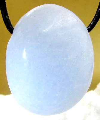 CALCIT BLAU XL   Trommelstein gebohrt   EDELSTEIN ANHÄNGER    Nr.23 - Bild 1 von 2