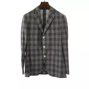 Belvest Jacket In The Box Silk Linen Blend Check Tailored Charcoal Men's Used - Picture 1 of 6