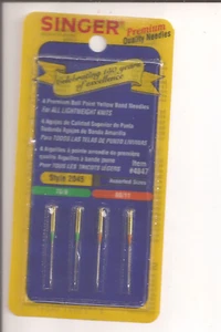 4 aghi a fascia gialla punta a sfera SINGER stile 2045 Asst 70/9 e 80/11 confezione da 4 - Foto 1 di 2