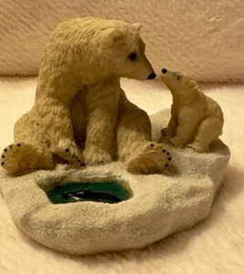 Eisbär Mama & Jungtier Skulptur Figur am Eisangelloch Resin Artic - Bild 1 von 8