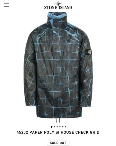 Giacca Stone Island SI ho check grid nuova con etichette taglia L (prezzo consigliato £ 870)