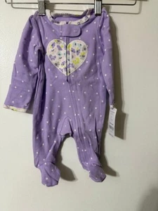 New Carter’s Baby Newborn Sleeper Girls Zip Heart Pajamas Purple - Bild 1 von 2