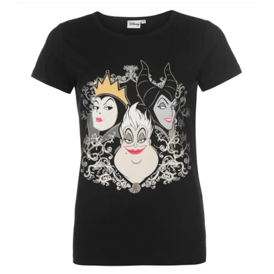 DISNEY t-shirt top femme LES VILAINS taille XS S M L XL XXL (2XL) noir neuf - Photo 1/3