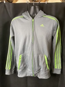 Adidas Boys Zip Up Hoodie  Size XL-18 Gray W/Lime Green Accents - Picture 1 of 4