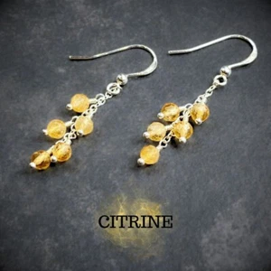 Citrine - Earrings - Yellow - 925 Sterling Silver - Wisteria - Birthstone WCE039 - Picture 1 of 4