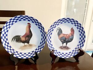 ROOSTERS COLLECTION Rooster & Hen Collection 8" Plates Plume of Feathers
