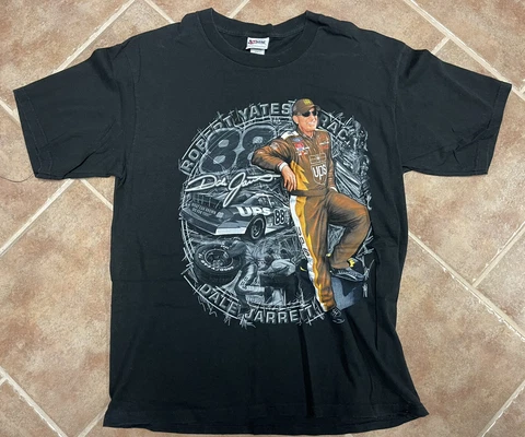 Vintage 2003 Dale Jarrett Chase Authentics UPS NASCAR Full Print Shirt Mens L Cover
