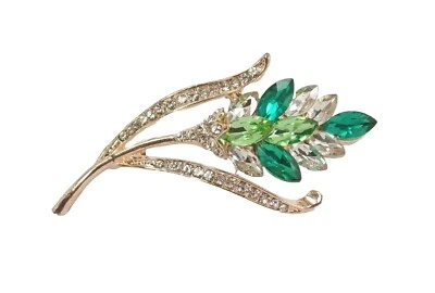 Broche prendedor flor cristal verde con cristales transparentes, verde claro y oscuro NUEVO Foto 1 de 4