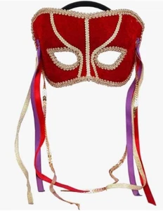 Mardi Gras Mask - Red/Purple/Gold - Costume Accessory - Adult Teen - Picture 1 of 1