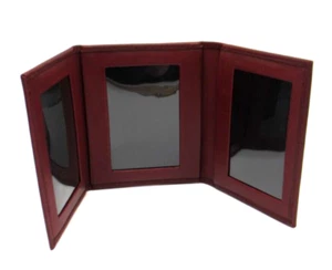 Tri-fold Frame MINI Holds Three 2x3" Photos Leather Trifold Terracotta - Picture 1 of 9