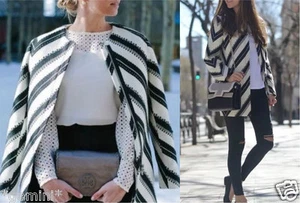 ZARA Coat Jacket Stripes Pattern Patterned Fabric Striped Size M L - Picture 1 of 6