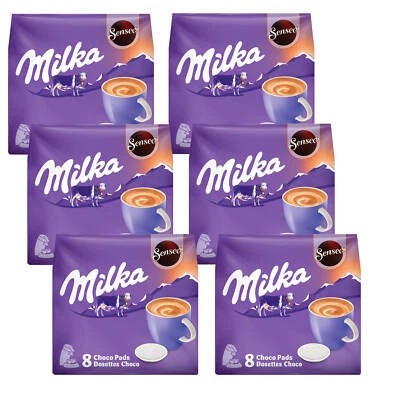 6x 8 Senseo Milka Schokolade Pads ohne Kaffee für Doppelhalter Genuss  - Bild 1 von 4