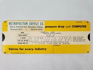 Republic Manufacturing Co. 1963 Slide Rule Calculator Valves Cv Factors Pressure - Picture 1 of 4
