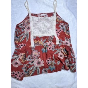 maurices Floral Crochet Tank Top Sleeveless Casual Summer Blouse Size L - Picture 1 of 6