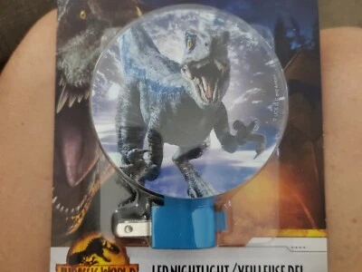 JURASSIC WORLD DINOSAUR BLUE LED NIGHT LIGHT INTERTEK Kids Light Up Safety Lite - Image 1 of 2