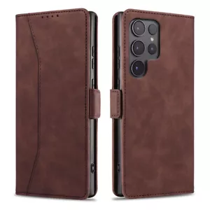 Custodia portafoglio flip pelle marrone per Samsung Galaxy S22/S22 Plus/S22 Ultra - Foto 1 di 25
