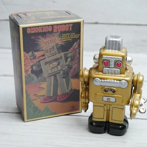 Walking Golden Robot Wind Up Blechspielzeug Japan Retro Sammlung - Bild 1 von 9