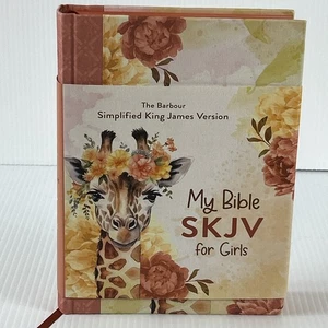 My BIBLE SKJV for Girls Barbour Floral Giraffe Coral HB 2023 NEW Red Letter Maps - Picture 1 of 15