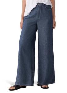 NWT Eileen Fisher Denim Airy Organic Twill Wide Leg Jeans Pants XL $178 New - Picture 1 of 14