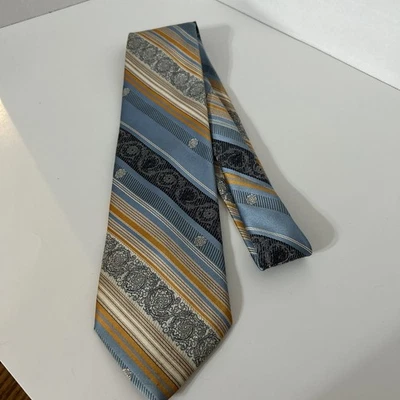 Corbata vintage Brittania azul naranja azul marino cachemir 100 % poliéster Foto 1 de 3