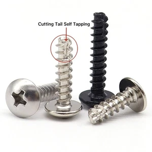 M2 M2.3 M2.6 M3 M3.5 M4 M5 Phillips Truss Head Cutting Tail Self Tapping Screws - Picture 1 of 8