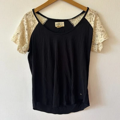 Blusa Denim & Supply Ralph Lauren Mujer Pequeña Negra Encaje Cachicho Y2K Foto 1 de 4