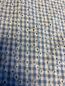 3 Metros Azul Vichy Floral Bordado Mezcla de Algodón Moda Tela Diseño 1 - Imagen 1 de 3