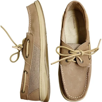 CROFT & BARROW женщин кожаная палуба туфли лодка морской опрятный повседневный размер 10 М желтовато-коричневый - Изображение 1 из 4