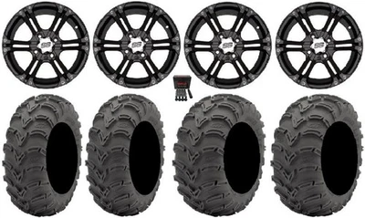 ITP SS212 12" Wheels Black 25" Mud Lite AT Tires Kawasaki Brute Force IRS - Image 1 of 4